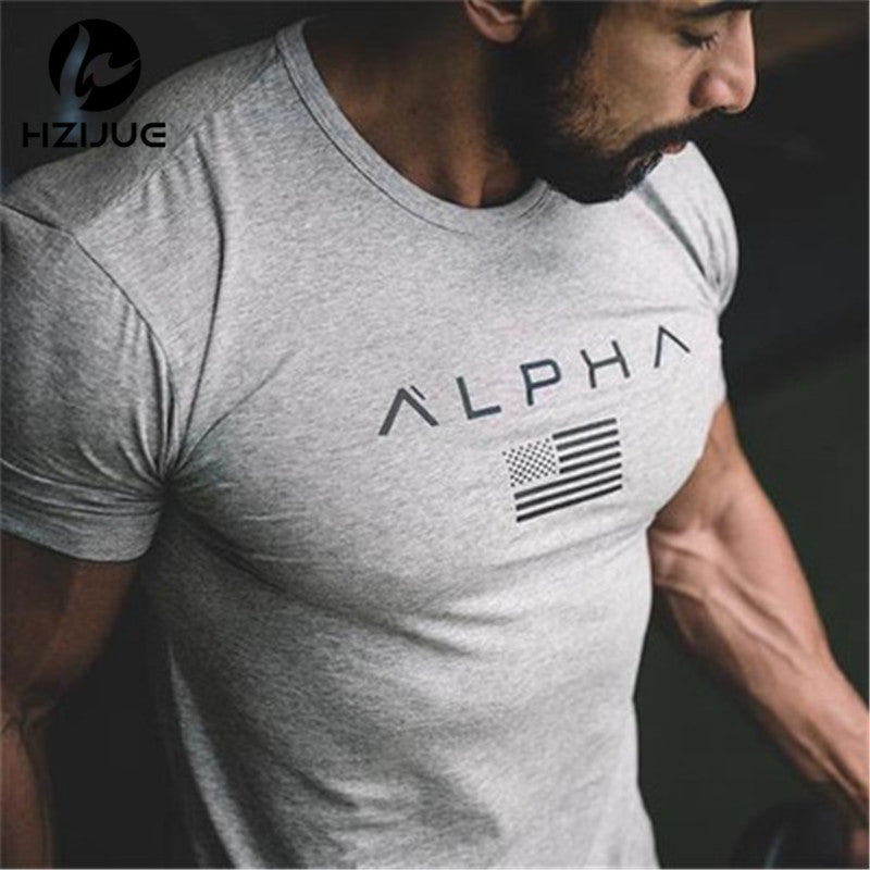 HZIJUE 2018 New Brand Clothing Gyms Tight T-shirt Mens Fitness T-shirt Homme Gyms T Shirt Men Fitness Crossfit Summer Top